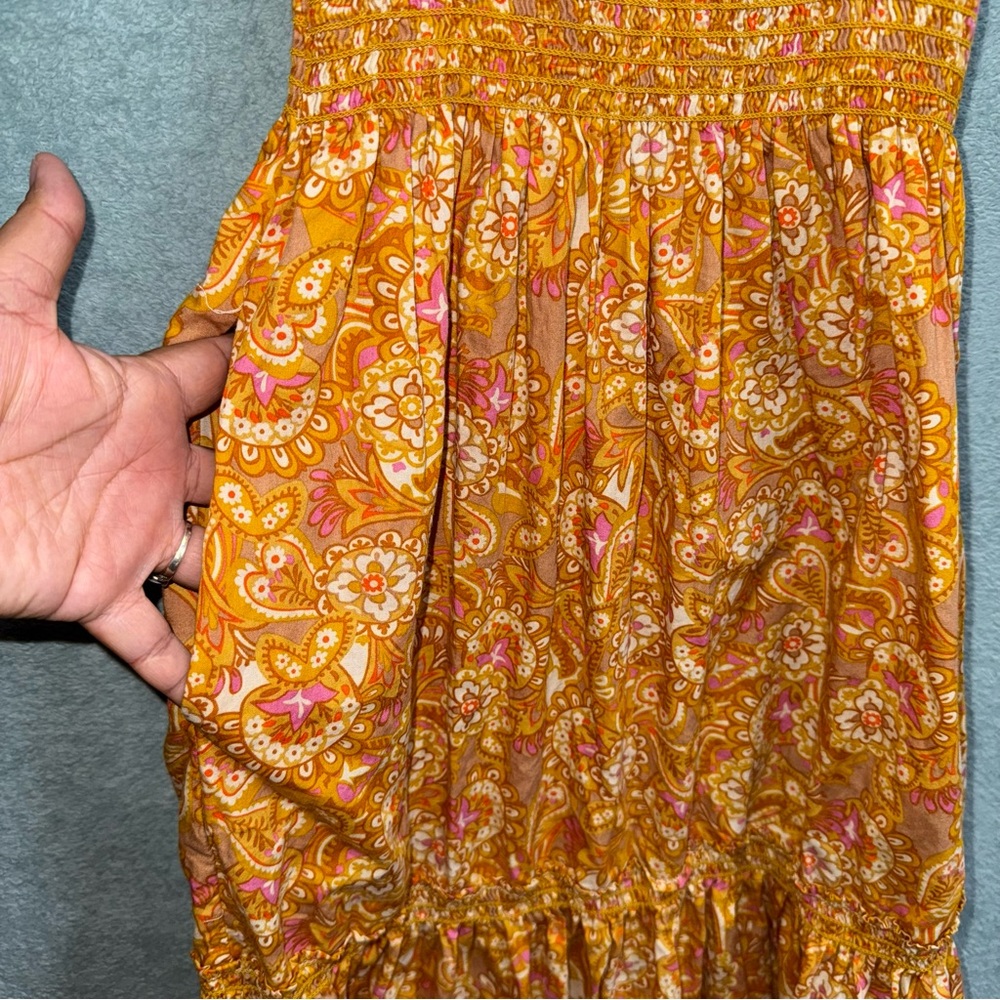 OPT Yellow Smocked Tiered Sundress with Flutter Sleeves Size XS - Picture 10 of 13